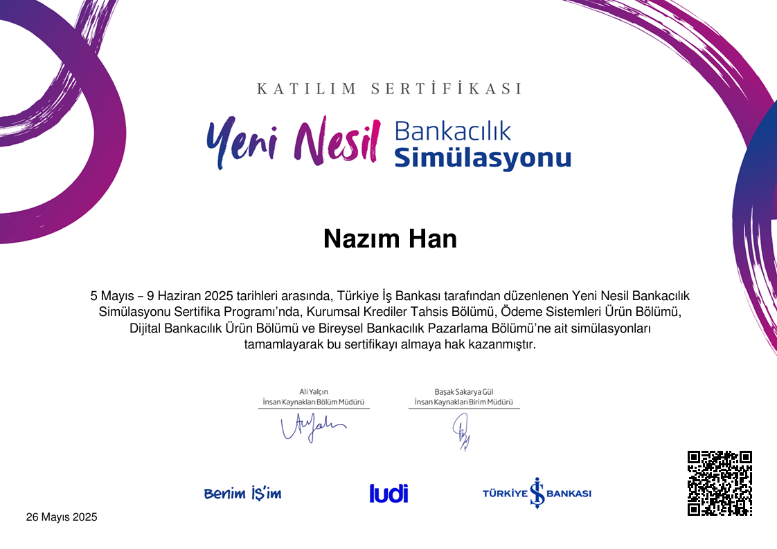 İş Bankası Yeni Nesil Bankacılık Simülasyon Sertifikası Önizleme